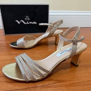 Nina Nelena Strappy Crystal Embellished Sandals - size 8.5